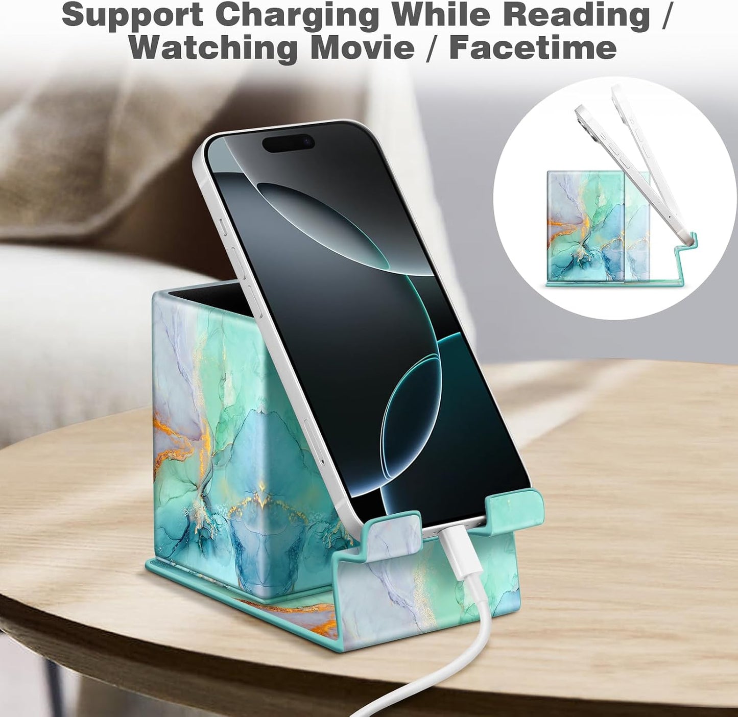 FINTIE Pencil Holder With Phone Stand, Eyeglasses Holder, Desktop Organizer | Nightstand Glasses Holder, Desktop Organizer, For Remote/Pen Storage, Office Supplies Case, Home Decor