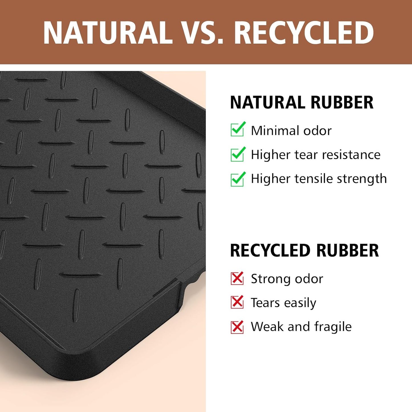 Extra Large Heavy Duty Boot Natural Rubber Shoe Mat for Entryway with Shoes Brush Large Boot Mat Multi-Purpose for Indoor or Outdoor, 16.1x 47.6 Inches