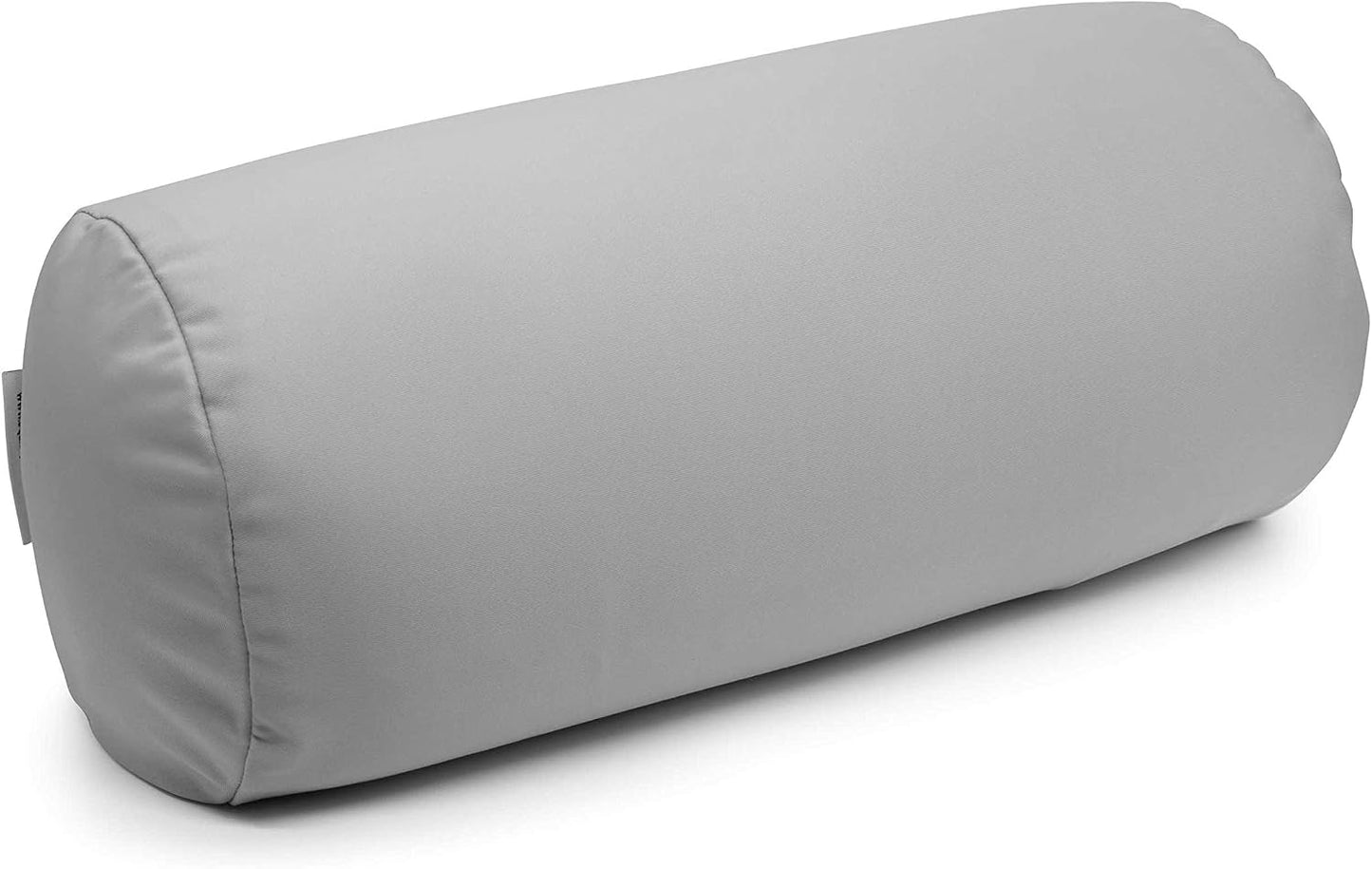 Squishy Deluxe Tube Microbead Bolster Pillow with Stay-Cool Fill & Silky Removable Cover, Flexible, Head, Neck & Back Support for Home & Away, Carrying Case, 13 x 6 inches, Grey
