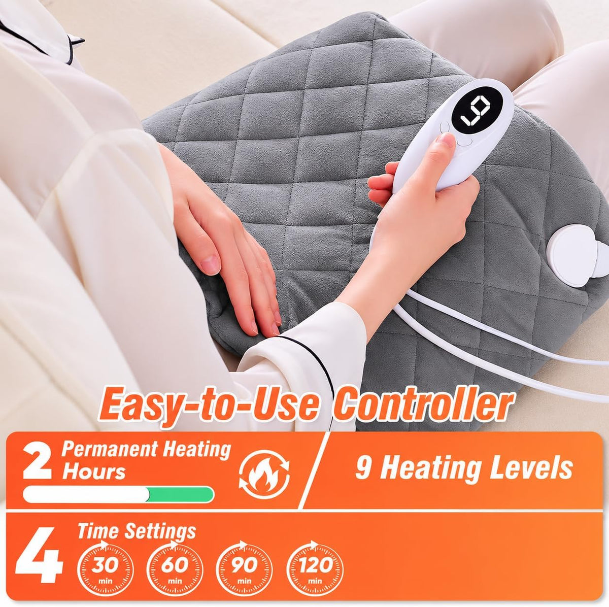 Shoulder Heating Pad for Neck and Shoulders and Back, Fathers Gifts for Men Husband, Birthday Gifts for Women Men Her, Weighted Heating Pad for Neck with 9 Heat Options 4 Auto-Off Timer, Grey