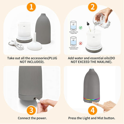URPOWER 300mL Essential Oil Diffusers for Home Aromatherapy Diffuser | Up to 10 Hrs High/Low Mist Settings Quiet Diffuser Oil Machine Humidifiers Ideal for Bedrooms Living Rooms & Home Offices