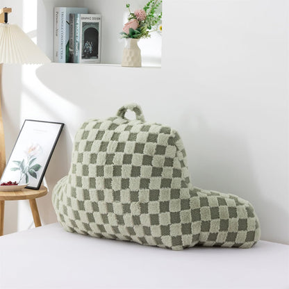 Aimuan Reading Pillow Checkered Bed Rest Wedge Backrest Checkerboard Pillow with Arms Back Support for Sitting Up in Bed Cushion Incline Rest Sleeping Snoring Pillow (Beige,Large)