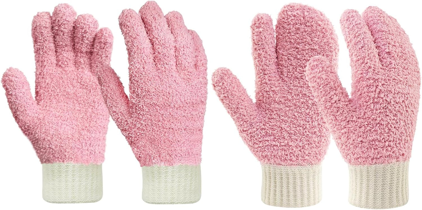 MIG4U Microfiber Dusting Gloves House Cleaning Glove for Blinds, Windows, Shutters, Furniture, and Car, Reusable Lint-Free Blue 1 Pair S/M