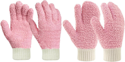 MIG4U Microfiber Dusting Gloves House Cleaning Glove for Blinds, Windows, Shutters, Furniture, and Car, Reusable Lint-Free Blue 1 Pair S/M