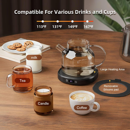 Coffee Mug Warmer Set Smart Heated Electric Tea Coffee Cup Warmer for Desk | Coffee Warmer with Mug Set, Beverage Candle Heater, 4 Temperature Control 8 Hours Auto Shut Off, Coffee Gifts for Men Office