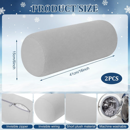 Newwiee 2 Pcs Cooling Neck Roll Pillow Case, 16 x 6 Inch, Gray