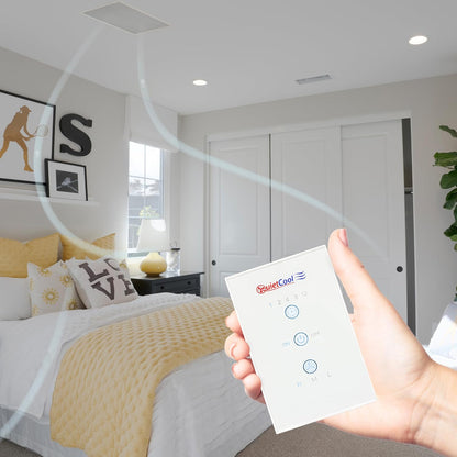 Quietcool QC CL-2250 RF Classic Advanced Whole House Fan with Wireless Control - Up to 2465 CFM - Two Speed - Covers up to 1,233 SQFT - 10 Year Warranty - Removable Grille