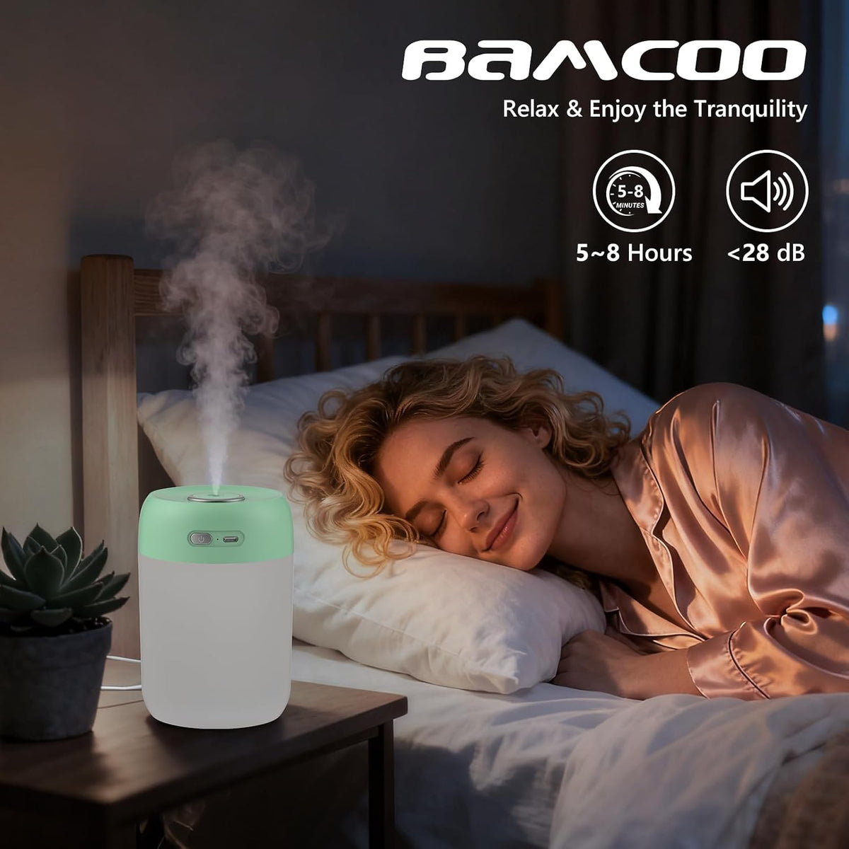 Portable Small Humidifier, 650ml Plant Humidifier, Blue