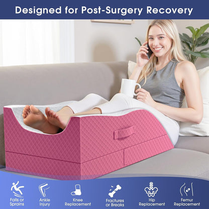 CushZone Leg Pillow, Leg Elevation Pillow with Pad and Memory Foam, Height Adjustable Bolster Pillow for Legs, Leg Pillow Elevation Blood Circulation, for Post-Surgery, Grey