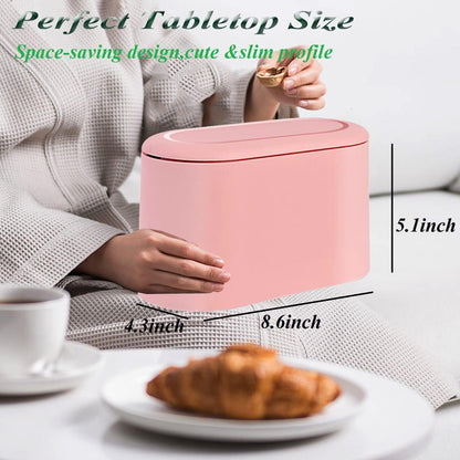 LTWQLing Mini Trash Can with Lid - Removable Small Garbage Can, Tiny Plastic Trash Bin, Pop Up Countertop Wastebasket, Counter Garbage Lint Bin for Bathroom,Office,Kitchen,Desk,Coffee Table(White)