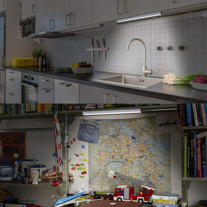 DWEPTU USB Powered Under Cabinet Lighting, 12" Tool-Free Mount Dimmable LED Strip for Pantry & Workspace