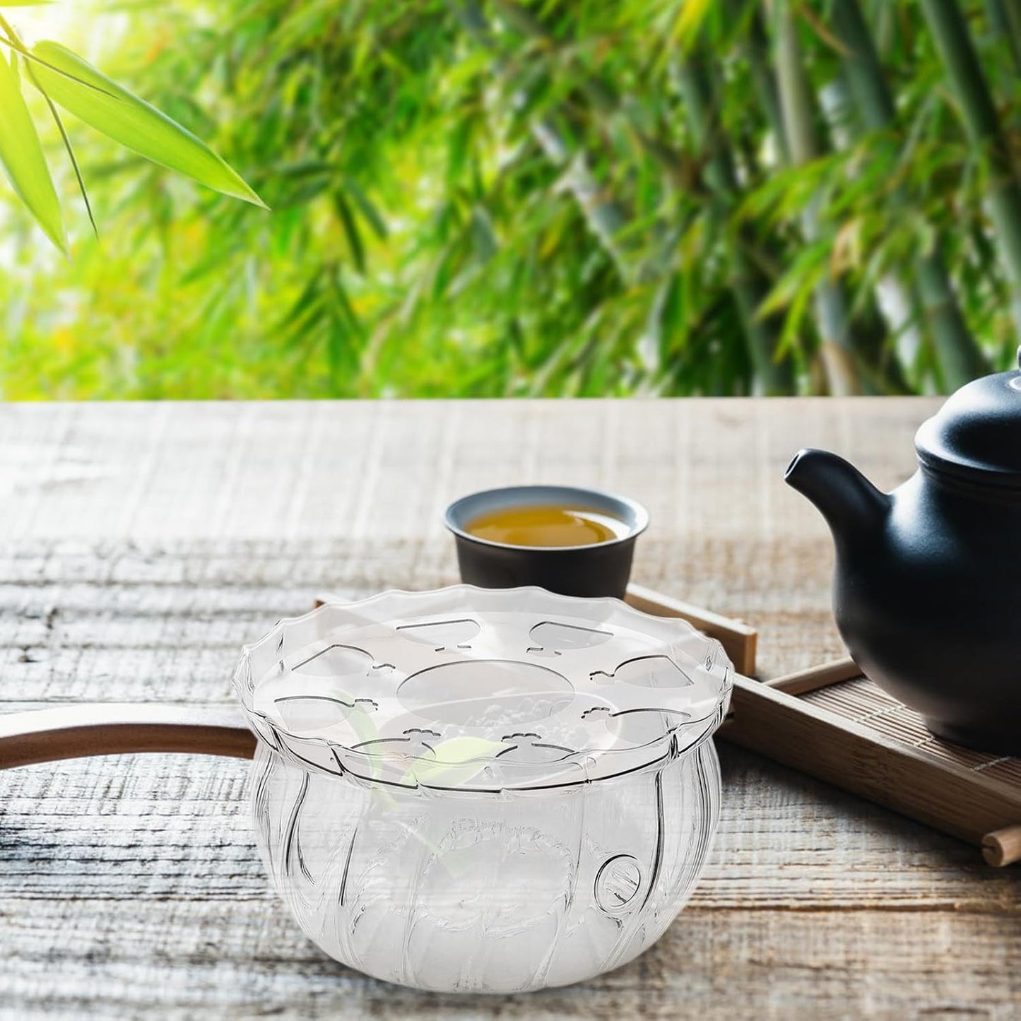 LALAFINA Glass Teapot Warmer with Tealight Candle Holder Heat Base for Tea Serving Tray European Style Food Warmer Compatible with Kung Fu Tea Sets