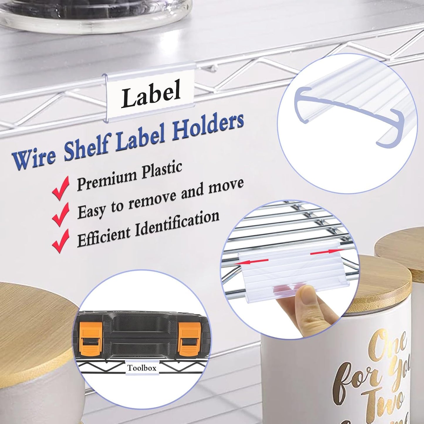 Wire Shelf Label Holders Compatible with Metro 1-1/4in Shelves, ELEMGULY 30 Pack 3in Lx1.4in H Plastic Wire Shelf Label Clips with Label Paper Removable Wire Rack Label Holder Display Clip