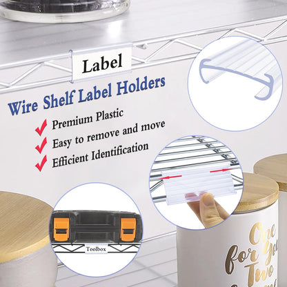 Wire Shelf Label Holders Compatible with Metro 1-1/4in Shelves, ELEMGULY 30 Pack 3in Lx1.4in H Plastic Wire Shelf Label Clips with Label Paper Removable Wire Rack Label Holder Display Clip