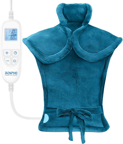 RENPHO Electric Heating Pad - 6 Heat Levels for Neck Shoulder and Back, Birthday Gifts for Women Men Mom Dad, Weighted Pad for Snug Fit, ETL Safety Certified, FSA Eligible, 24"x33" Gray