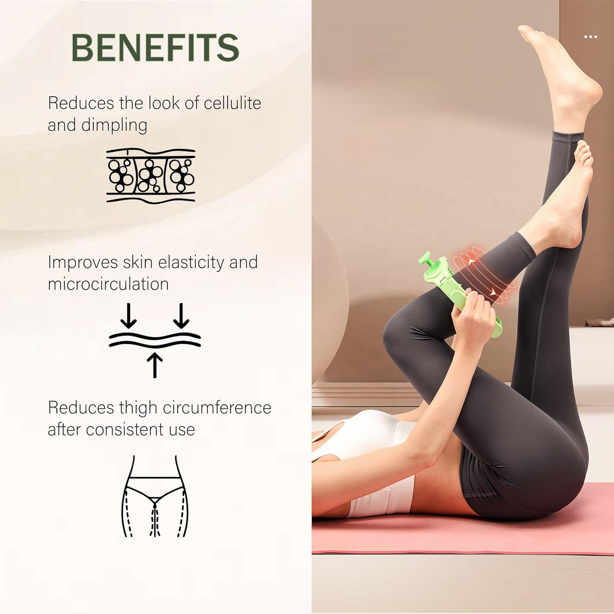 Cellulite Manual Massager - Lymphatic Drainage Massager with Detachable Handles - Reduce Cellulite and Stretch Marks on Legs and Body