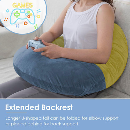 QUEEN ROSE Reading Pillow, Gaming Pillow for Lap, Sitting in Bed or Sofa, Extra Arm Rest for Reading, Playing or Crocheting, Soft Velvet Grey