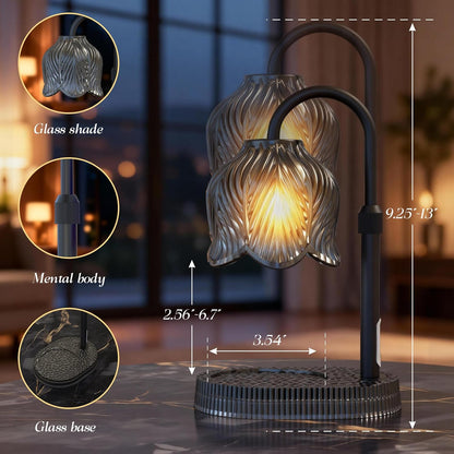 Flower Candle Warmer Lamp, Timer & 4-Level Dimmer, Adjustable Height | Flameless Electric Wax Warmer for Jar Candles, Includes 2 Bulbs, Pink, Home Decor Gift for Mom & Women, Housewarming