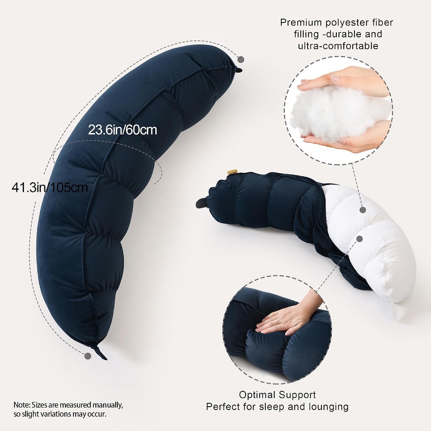 Peallow(Pat. Pend) – Long Round Body Pillow for Adults, Bolster Pillow for Sleeping, Soft and Supportive Pillow for Sleeping & Lumbar Support (Green-White, 29.5")