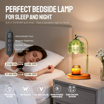 Fragrance Candle Warmer Lamp with 2 Bulbs Electric Candle Warmer with Timer & Dimmer for Home Decor
