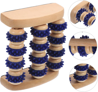 Portable Foot Massager Roller Manual Wooden Acupoint Tool for Foot Muscle Relief and Circulation Compact 5.51X4.72X2.16 Inch Handheld Design