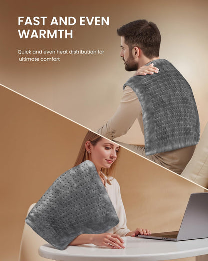 RENPHO Electric Heating Pad for Back with 10 Heat Levels, FSA Eligible HSA | Fit for Neck, Shoulder, Knee, Arm & Leg, Birthday Gift for Women, Men, Mom & Dad, HSA Approved, ETL Certified, 12 x 24", Gray
