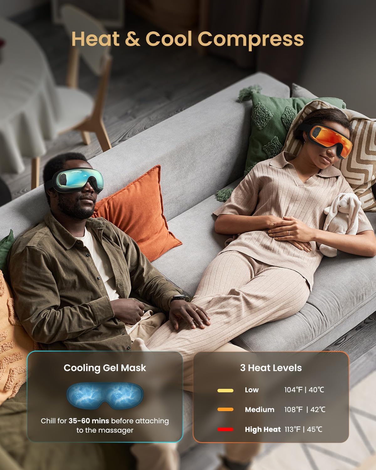 RENPHO Eyeris 3 Eye Massager with Heat and Cooling, Massaging Eye Mask | Voice Control, Vibration & Compression Massager for Dry Eyes & Head Tension, FSA Eligible HSA, Gifts for Women & Men