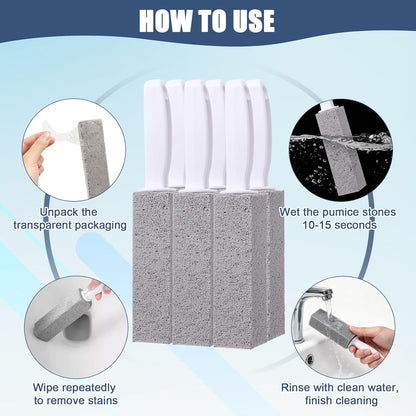 Ysglory 12-Pack Pumice Stone Toilet Bowl Cleaner with Handle | Removes Hard Water Rings, Limescale & Rust, Pumice Stone for Cleaning Toilet, Sink, Bathtubs, Pool, Grill