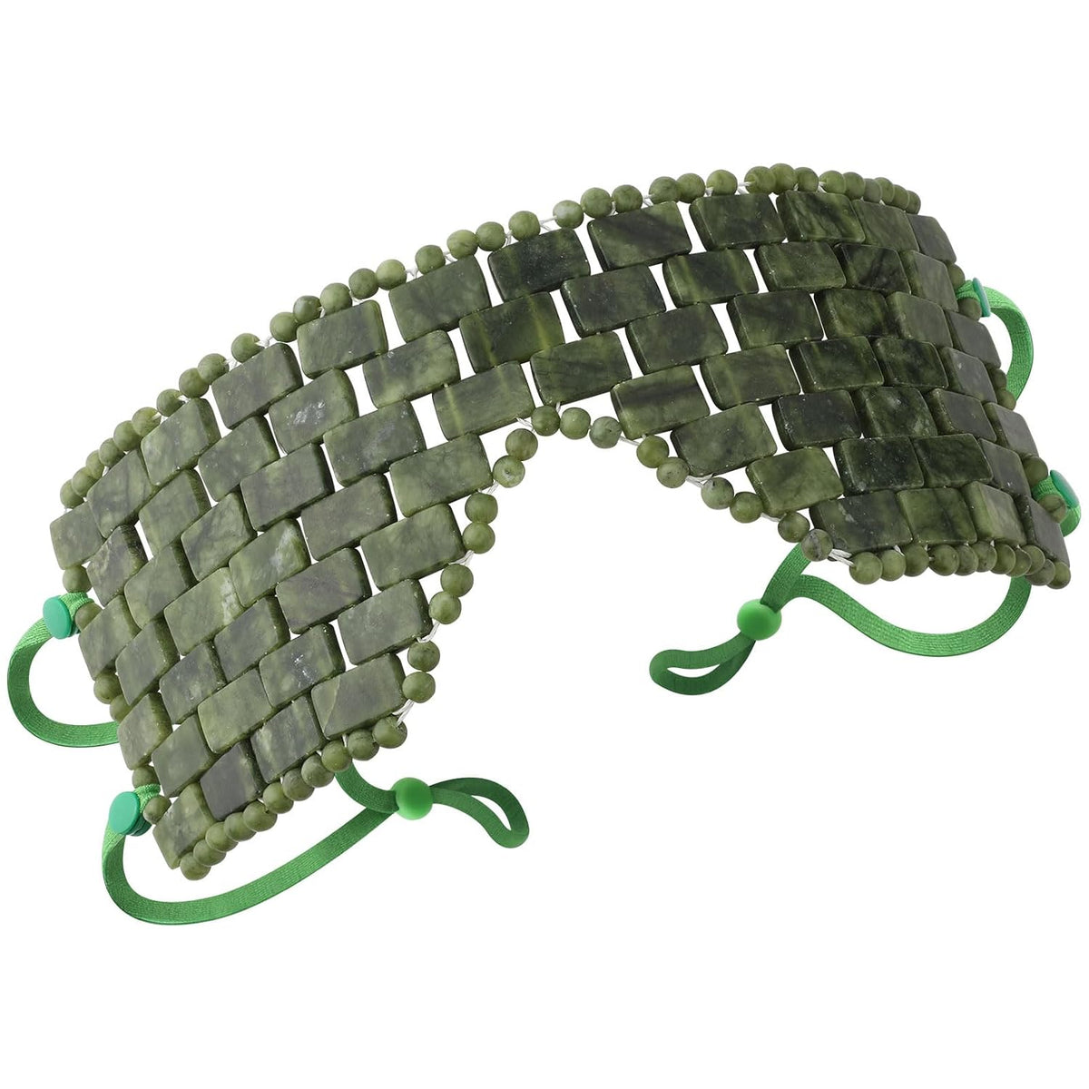 Jade Eye Mask,Large Facial Cooling Mask with 100% Real Jade for Hot & Cold Therapy,Green Stone Facial Eyes Sleeping Mask Relief Eye Cover