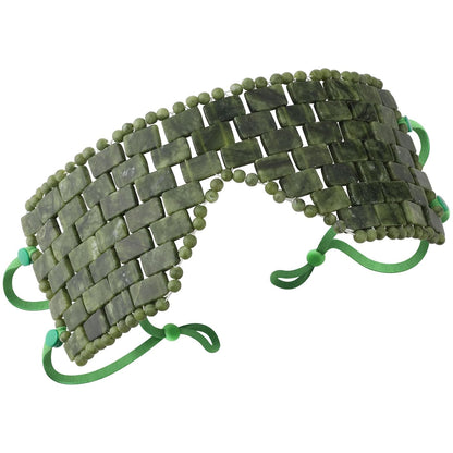 Jade Eye Mask,Large Facial Cooling Mask with 100% Real Jade for Hot & Cold Therapy,Green Stone Facial Eyes Sleeping Mask Relief Eye Cover