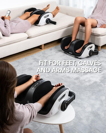 RENPHO 4-in-1 Customizable Electric Shiatsu Foot & Calf Massager with Heat | 3 Modes & 4 Levels Compression Massage for Tired Feet, 3 Modes Timing, FSA Eligible HSA, Gifts for Women & Men, Size 14