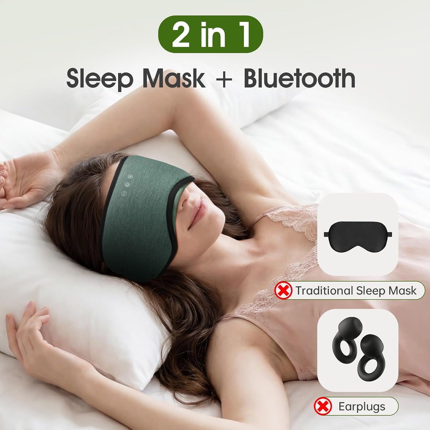 Sleep Headphones with Bluetooth 5.4 Sleep Mask, Bamboo Cotton Music Wireless Bluetooth Eye Mask for Sleeping, Earphones HD Speaker Microphone for Travel