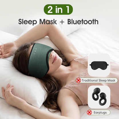 Sleep Headphones with Bluetooth 5.4 Sleep Mask, Bamboo Cotton Music Wireless Bluetooth Eye Mask for Sleeping, Earphones HD Speaker Microphone for Travel