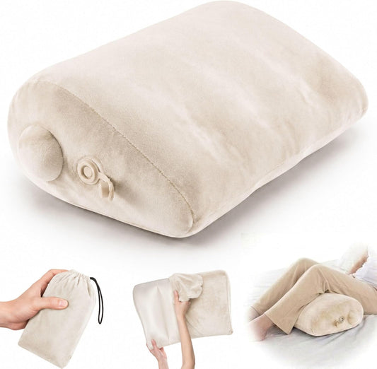 Inflatable Wedge Pillow, Travel, Leg Elevation, Sleep (Beige)