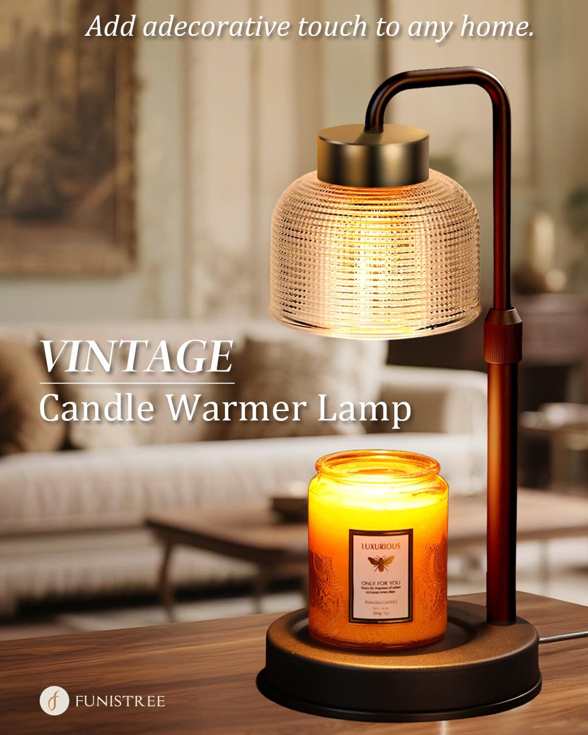 Modern Candle Warmer Lamp with Timer, Dimmable Candle Lamp Warmer, Mothers Day Birthday Gifts for Women Men, Black Candle Warmer, Adjustable Candle Light Warmer, Cozy Living Room Bedroom Home Decor