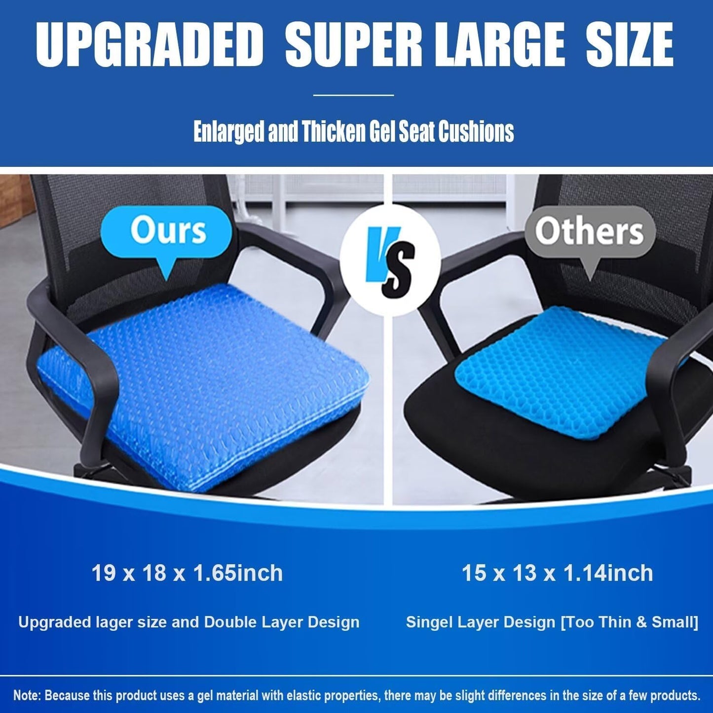 Gel Seat Cushion for Long Sitting - 1.65inch Double Thick Cooling Egg Cushion for Back, Hip, Sciatica, Coccyx, Tailbone Pain Relief - Office Chair Car Seat Cushion – Wheelchair Cushions