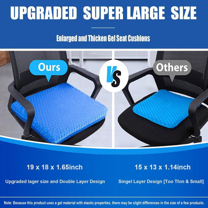 Gel Seat Cushion for Long Sitting - 1.65inch Double Thick Cooling Egg Cushion for Back, Hip, Sciatica, Coccyx, Tailbone Pain Relief - Office Chair Car Seat Cushion – Wheelchair Cushions