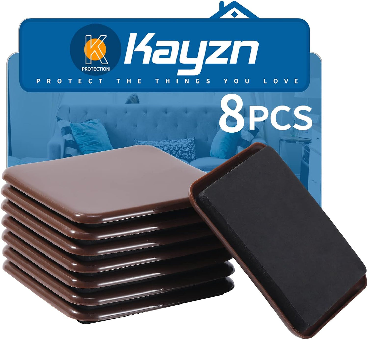 Furniture Sliders, 8pcs 4.7 inch Square Sliders for Furniture on Carpet, Heavy Duty Furniture Movers Sliders - Protect The Surface of Carpet, Easily Move Any Items!