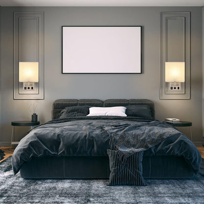 Vrisa Wall Sconces Wall Lamps for Bedrooms Set of 2 Plug in Bedside Lights Wall Mounted with USB Ports Outlet Wall Light Fixtures for Bedroom Living Room Black (2 Bulbs Included)