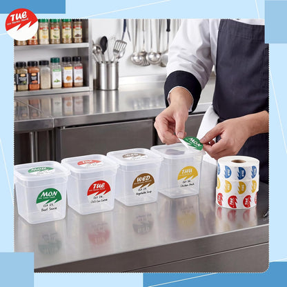 14000 Pcs Day of The Week Labels Bulk 1 Inch Food Label Date Dots Monday to Sunday Removable Inventory Management Self Adhesive Sticker for Kitchen Restaurant Container Organization