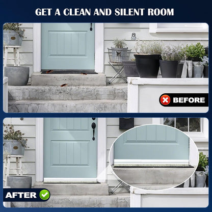 Door Sweep for Bottom of Door: Integrated Design with Brush | Self Adhesive Under Door Draft Stopper - Seal Dust Noise Hot or Cold Air Insulation - White 39"L 2" W