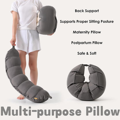 Peallow(Pat. Pend) – Long Round Body Pillow for Adults, Bolster Pillow for Sleeping, Soft and Supportive Pillow for Sleeping & Lumbar Support (Green-White, 29.5")