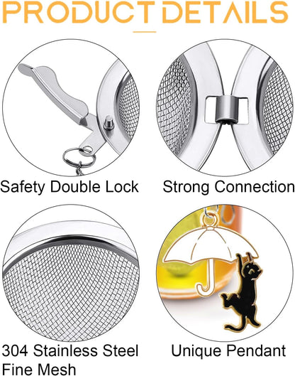 TeaSanavie 2 Pack Halloween Themed Tea Infuser - Gothic Loose Leaf Tea Steeper with Black Raven & Skull Butterfly Charm, 304 Stainless Steel, Perfect Spooky Tea Gift