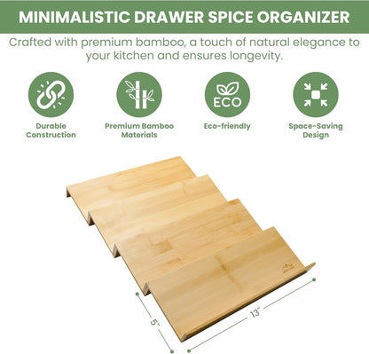 Sweet Living 4 tier spice rack drawer organizer for Kitchen Cabinets | Wooden spice drawer organizer, Space-Saving kitchen drawer organizer for Neat In-Drawer Spice Storage