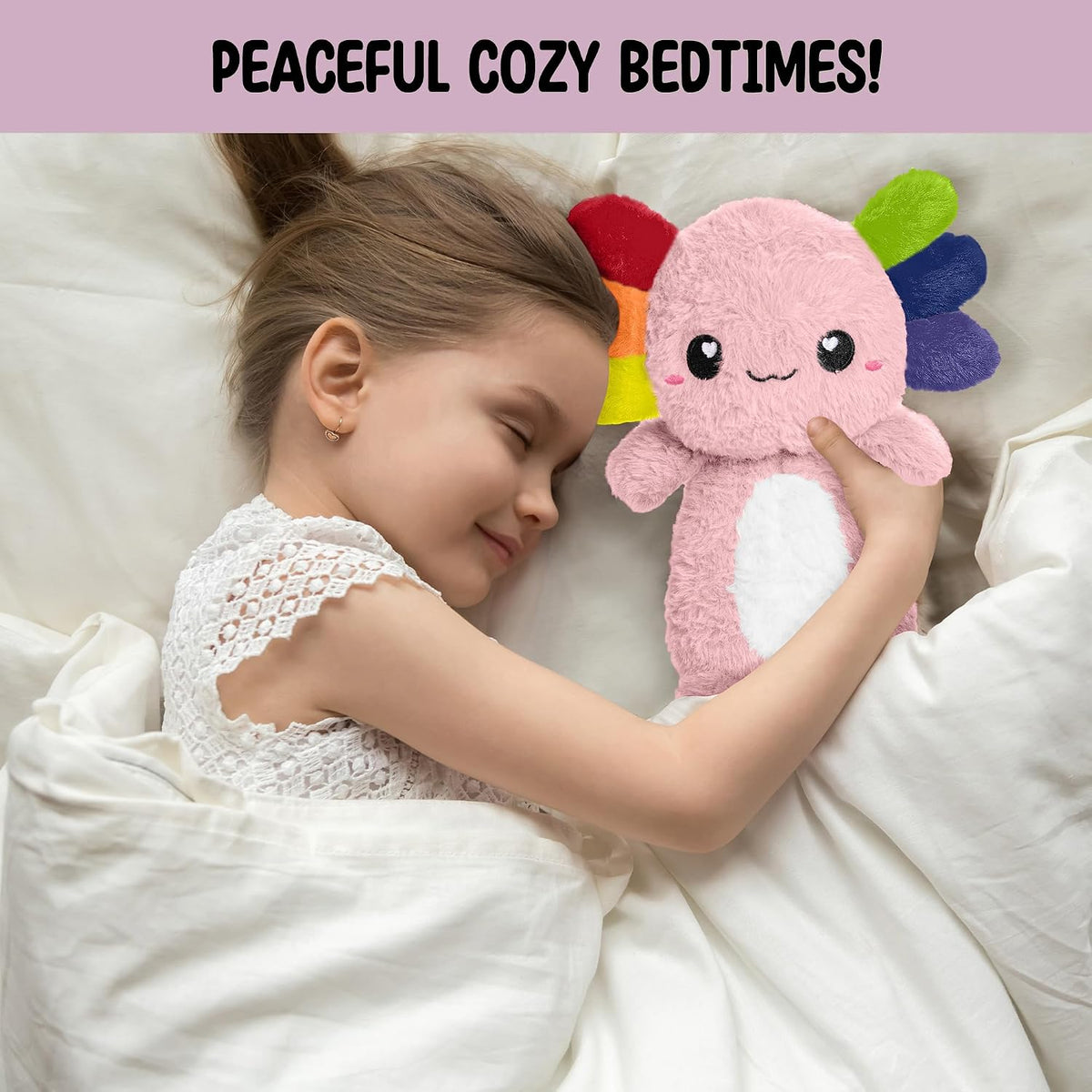 Axolotl Unscented 2Lbs Heating Pad for Neck Shoulders and Back Wrap Microwavable, Heatable 22.5" Cute Warm Stuffed Animals Neck Warmer - Axolotl Gifts for Women Girls and Kids