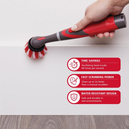 Rubbermaid Reveal Power Scrubber with Multi-Purpose & Grout Head, Cordless Electric Battery Powered Scrub Brush, Water Resistant, for Home/Kitchen/Bathroom/Grout/Tile/Shower/Tub
