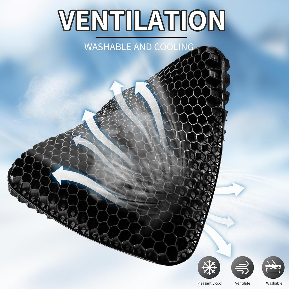 Gel Seat Cushion for Long Sitting - 16.5" x 14.5" x 2.4" (Extra Thick＆Soft)