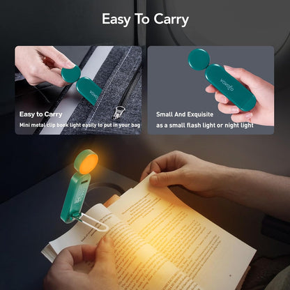 VAVOFO USB Rechargeable Bookmark Reading Light, Blue Light Blocking Amber LEDs for Bedtime Reading - Clip On, 9 Lighting Modes