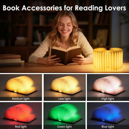 Book Lamp for Book Lovers Gifts, Bookshaped Small Mood Lighting Lamp Foldable Paper Hardcover Cover, Unique Aesthetic Lamps USB Rechargeable, Bookish Decor for Library, Reading Nook, Bookshelf