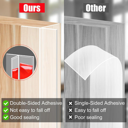 ToLanbbt T-Shaped Door Draft Stopper 1.97 in x 20 FT Silicone Weather Stripping Door Seal Double-Sided Adhesive Draft Seal Tape for Doors Windows and Shower Glass Gaps, Side, Frame, Clear